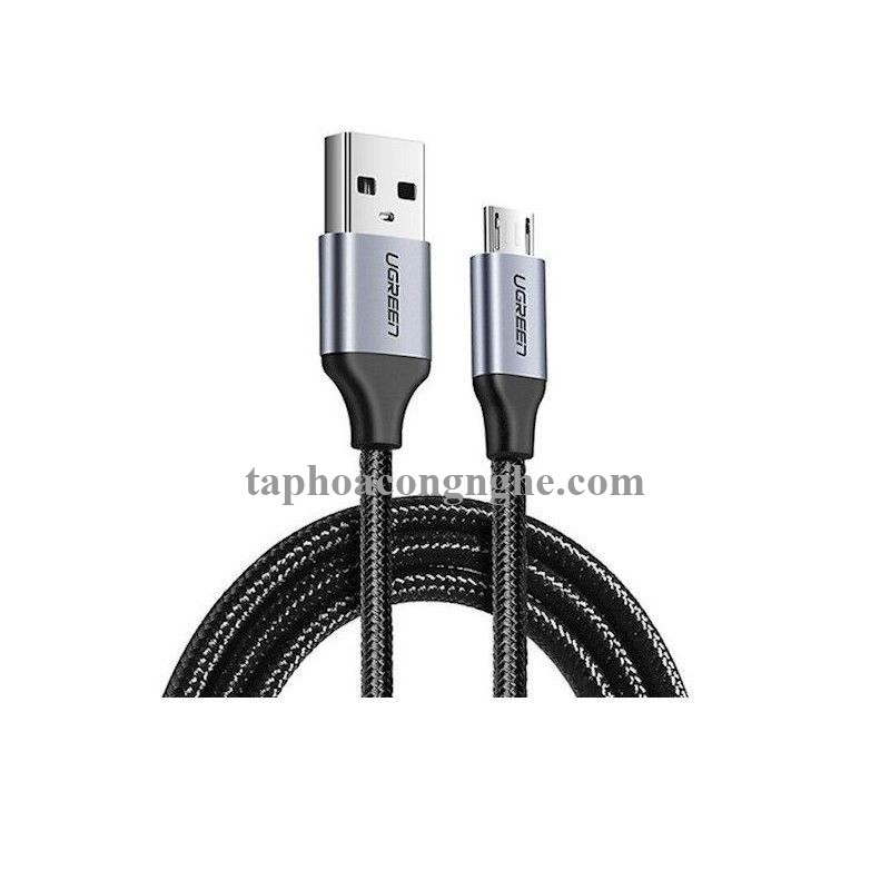 Ugreen 60144 0.25M màu Đen Cáp sạc truyền dữ liệu USB 2.0 sang MICRO USB vỏ dây bọc lưới US290 30060144